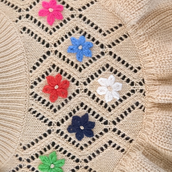 Lily Pulitzer flower knit ruffle sweater. - Picture 3 of 12